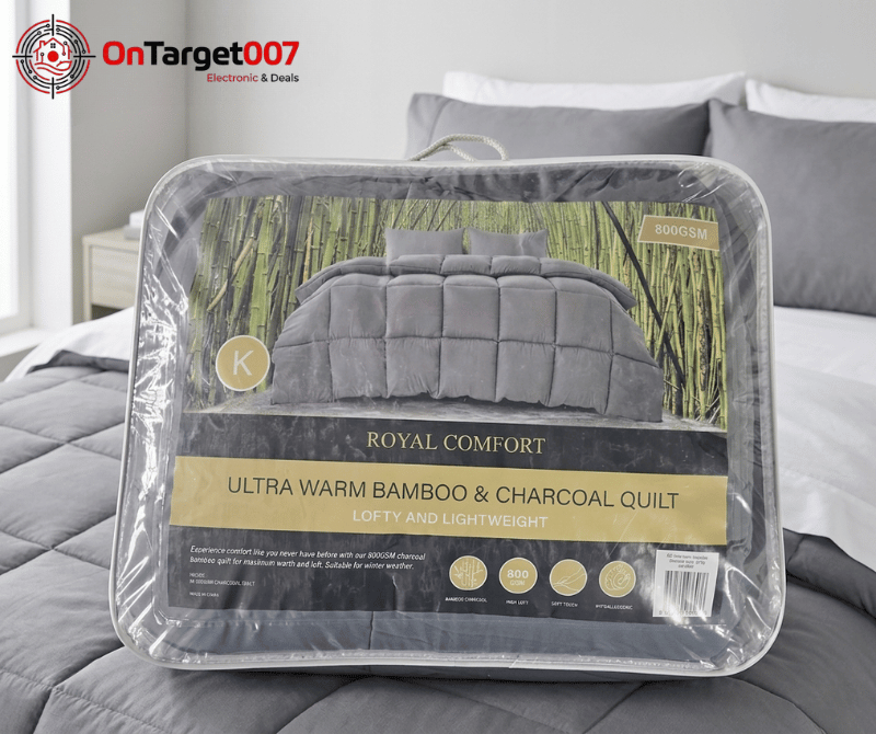 Royal Comfort Ultra Warm Bamboo & Charcoal Quilt 800 GSM - Szie -King | Queen | Small | Double