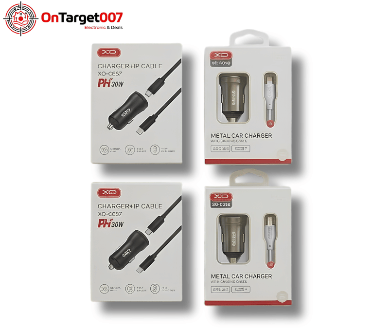 5-Pieces-Deal-XO Car Charger with Cable (XO‑CE57 PD 30W and XO Metal Car Charger)