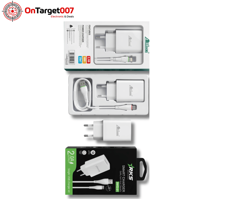 3-Piece-Deal-Fast Charging Mobile Charger Set with Type‑C & Lightning Cable