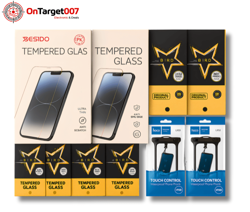 Mobile Protection Bundle Deal – Glass Protector 200 Pieces with Waterproof Bag 7 Pieces